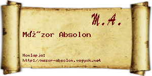 Mázor Absolon névjegykártya